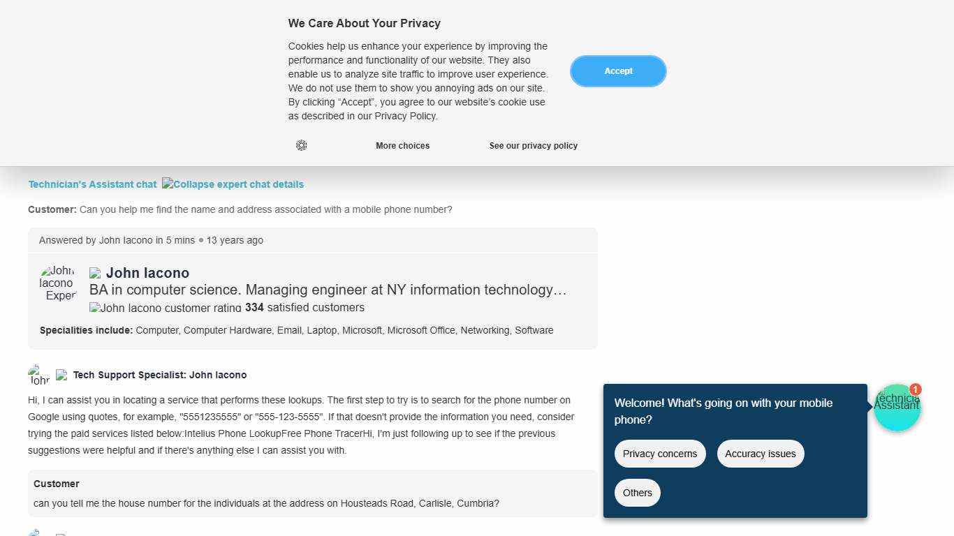 Can you find me the name and address from a mobile phone number